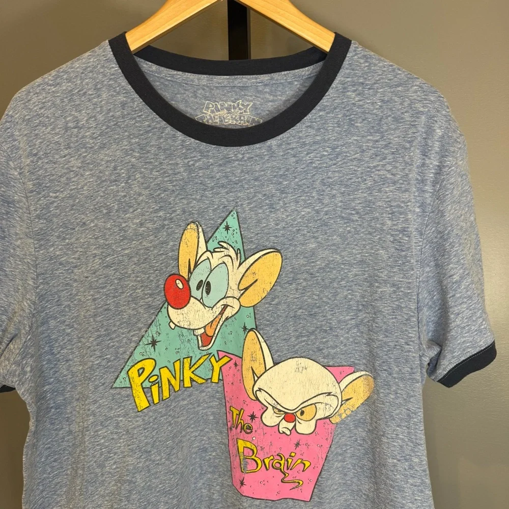 Vintage 90s Pinky and the Brain Ringer T-Shirt Cartoon WB XL - Picture 3 of 8